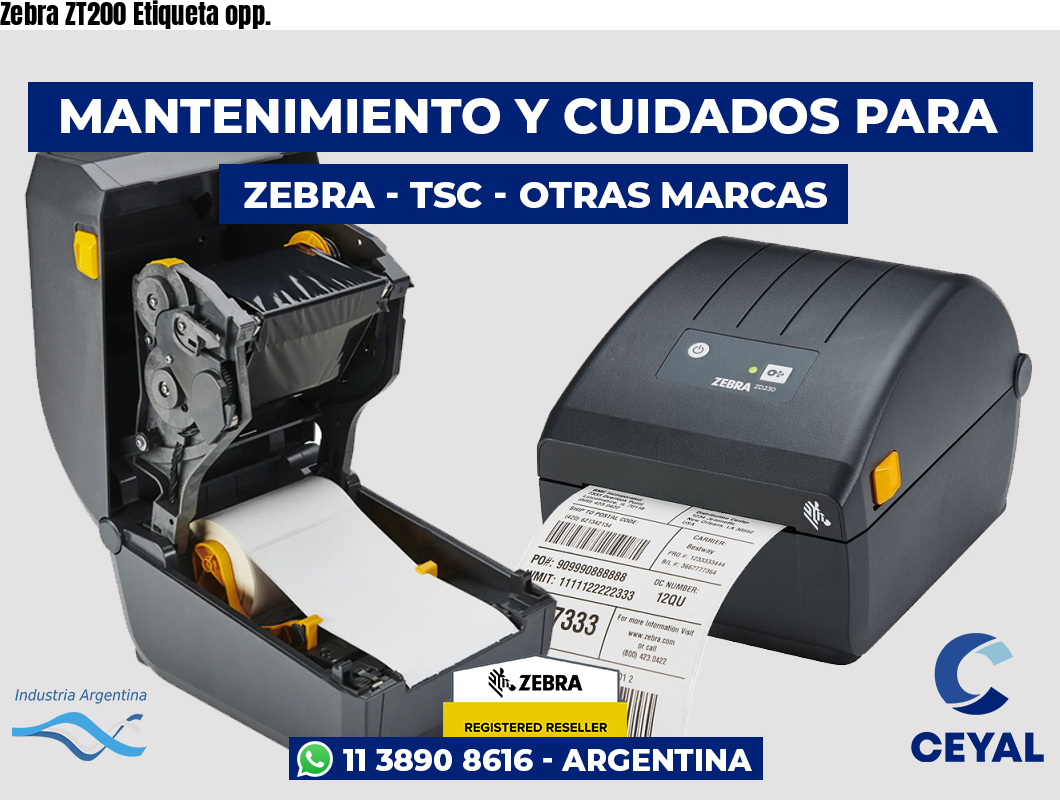Zebra ZT200 Etiqueta opp.