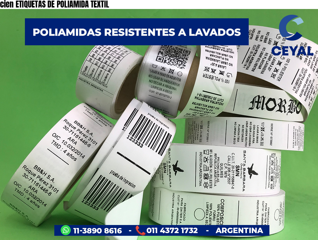 cien ETIQUETAS DE POLIAMIDA TEXTIL