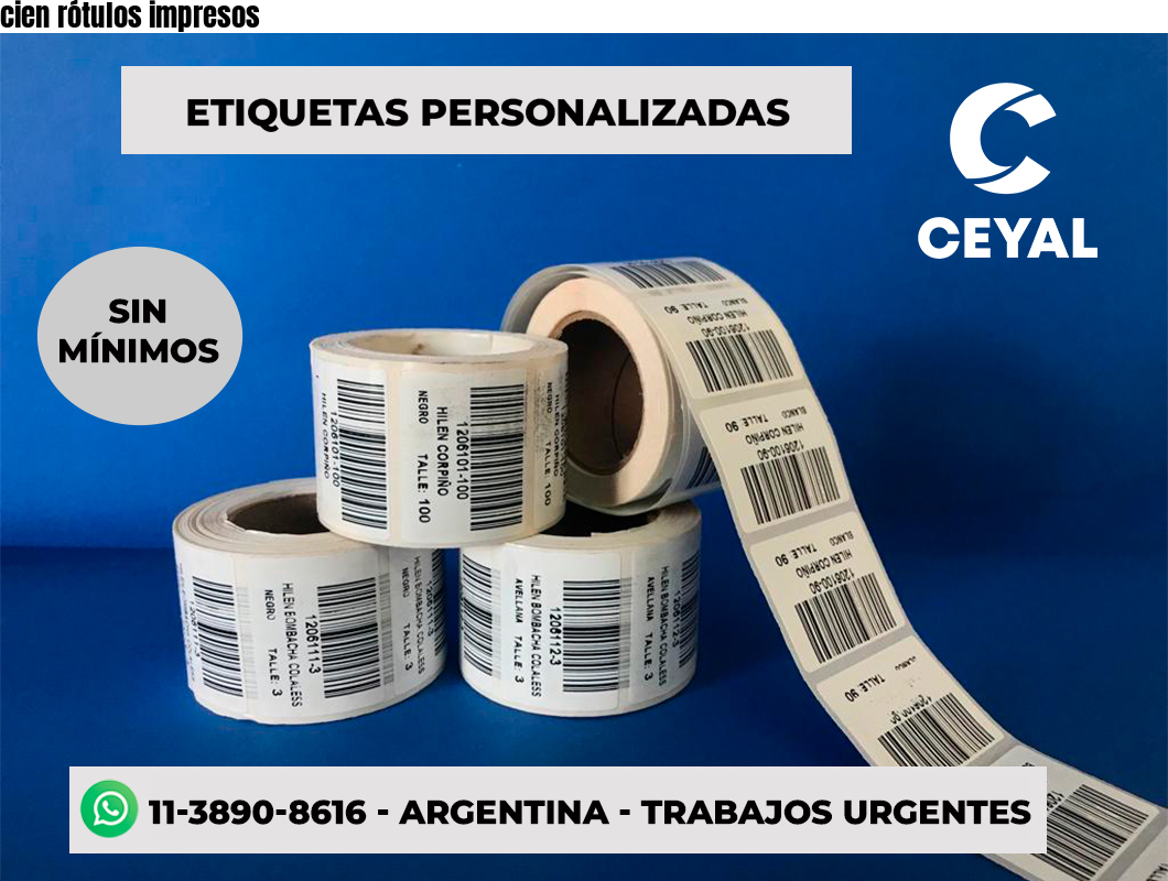 cien rótulos impresos