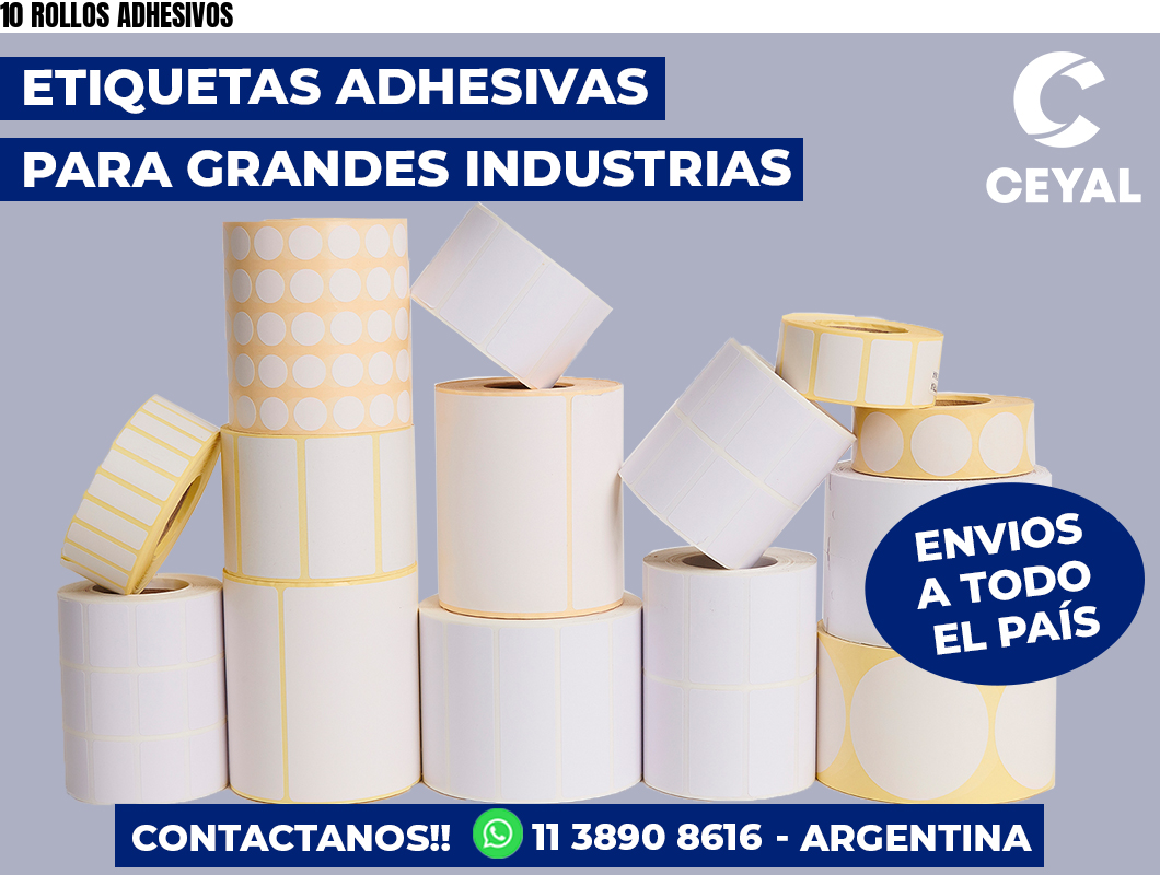 10 ROLLOS ADHESIVOS