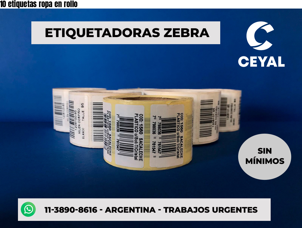 10 etiquetas ropa en rollo