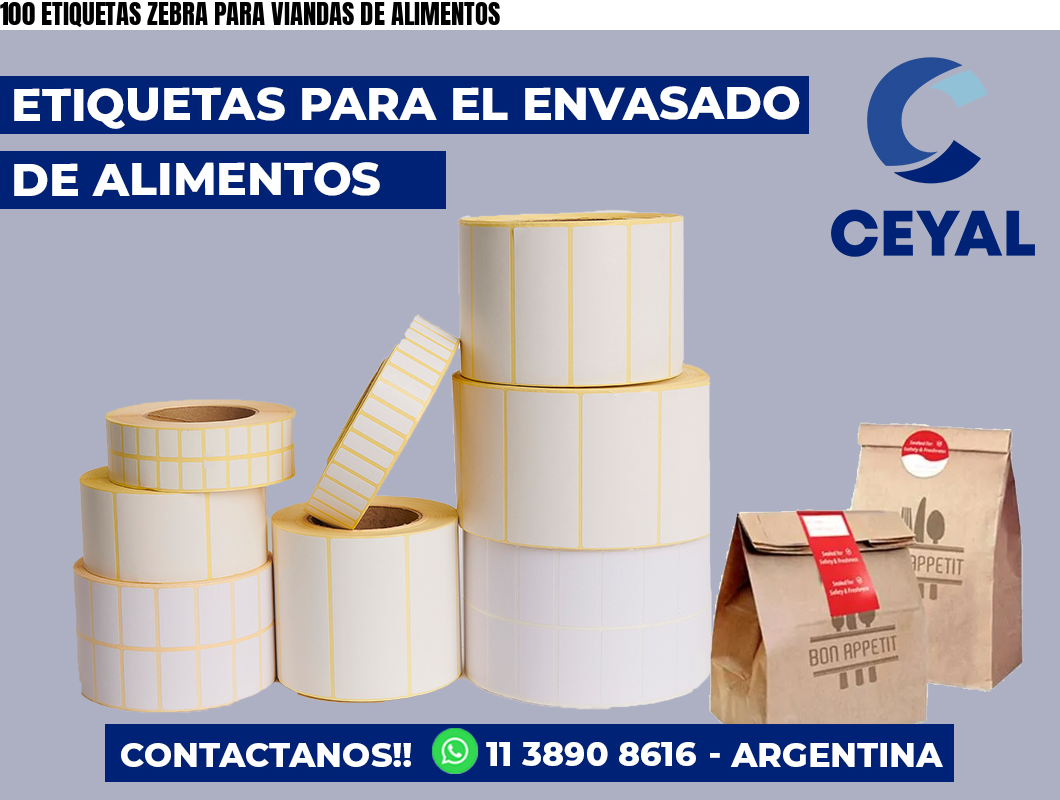 100 ETIQUETAS ZEBRA PARA VIANDAS DE ALIMENTOS