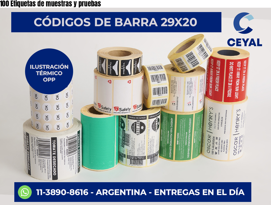 100 Etiquetas de muestras y pruebas