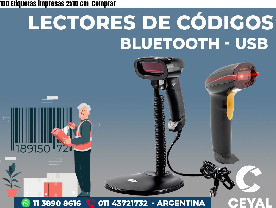 100 Etiquetas impresas 2x10 cm Comprar