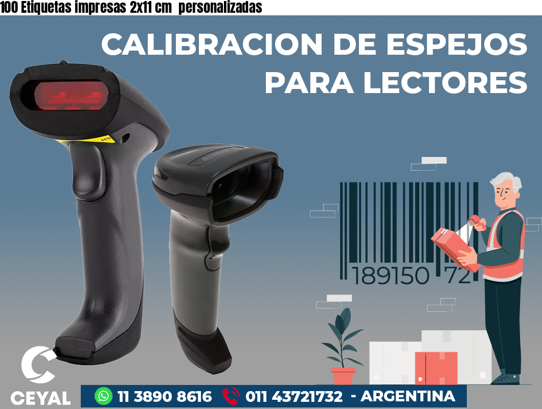 100 Etiquetas impresas 2x11 cm personalizadas