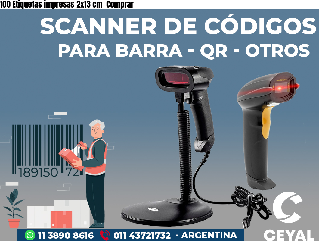 100 Etiquetas impresas 2x13 cm Comprar