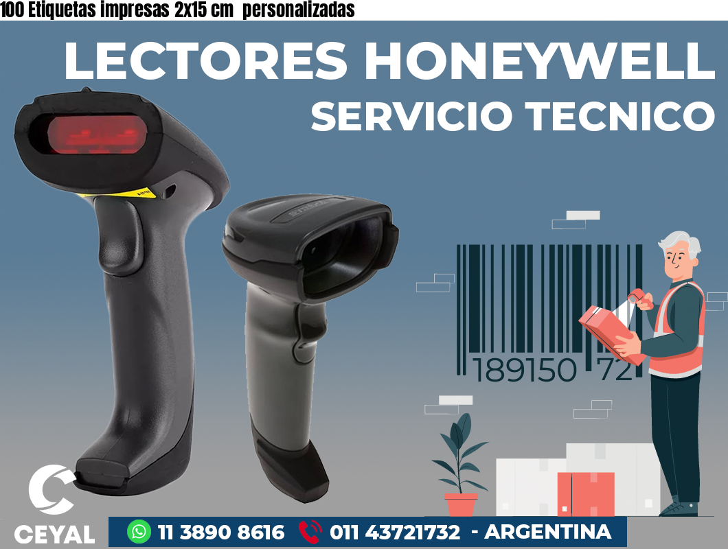 100 Etiquetas impresas 2x15 cm personalizadas