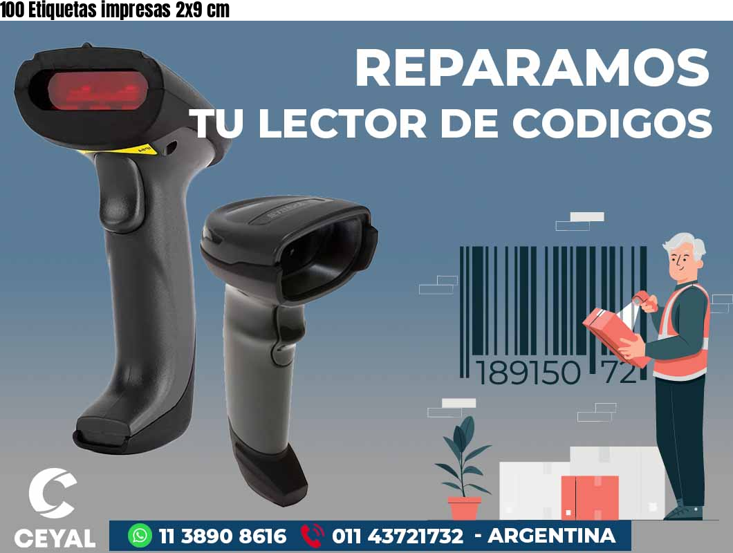 100 Etiquetas impresas 2x9 cm