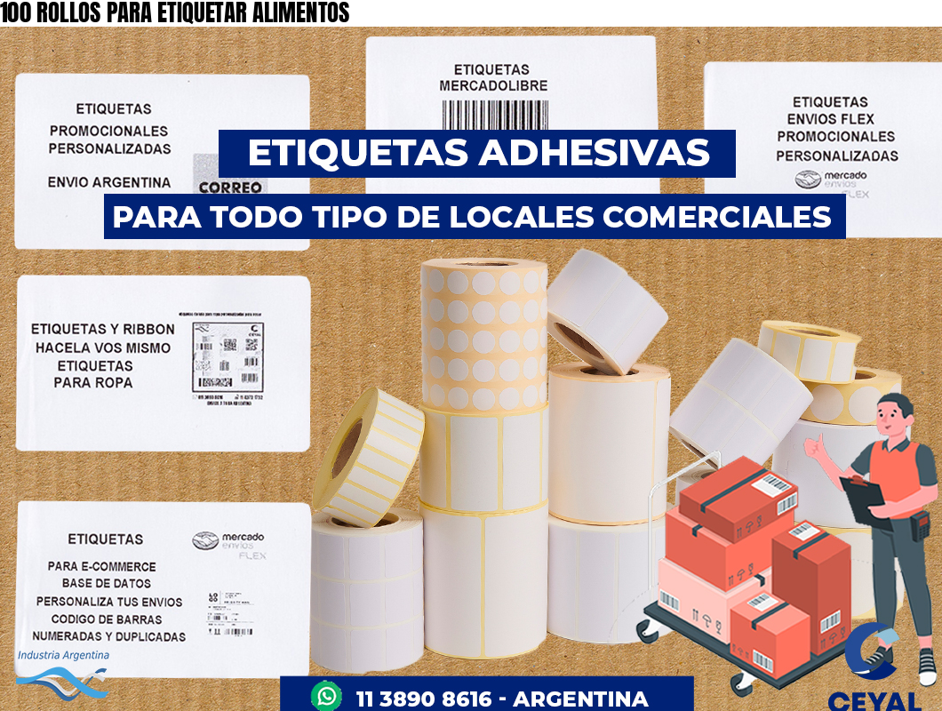 100 ROLLOS PARA ETIQUETAR ALIMENTOS