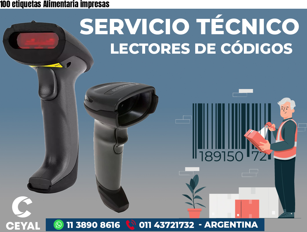 100 etiquetas Alimentaria impresas