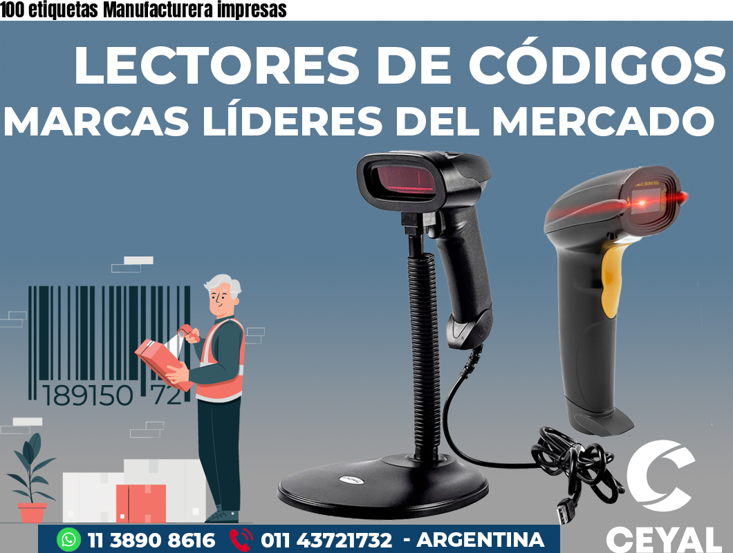 100 etiquetas Manufacturera impresas