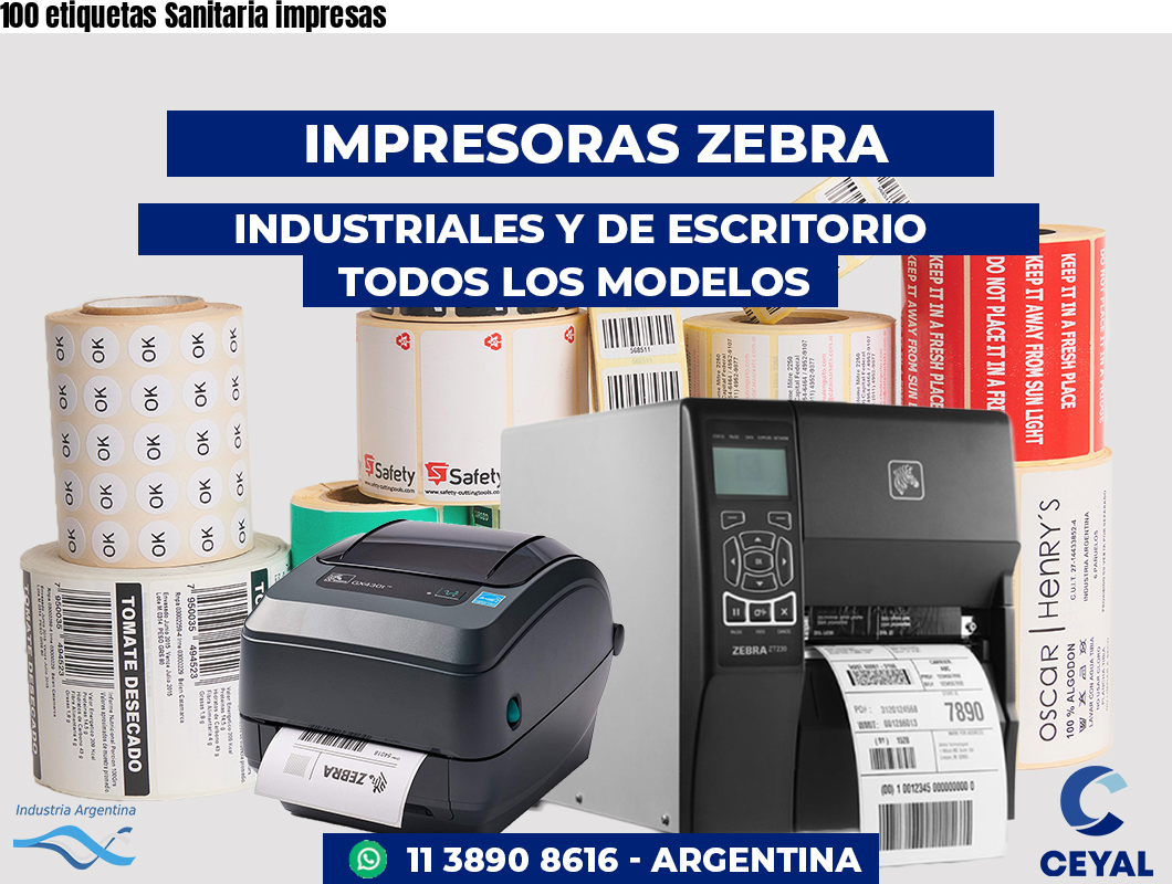 100 etiquetas Sanitaria impresas
