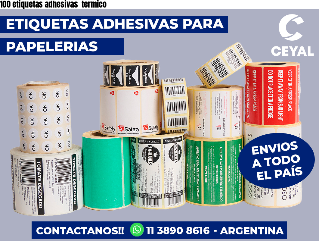 100 etiquetas adhesivas  termico
