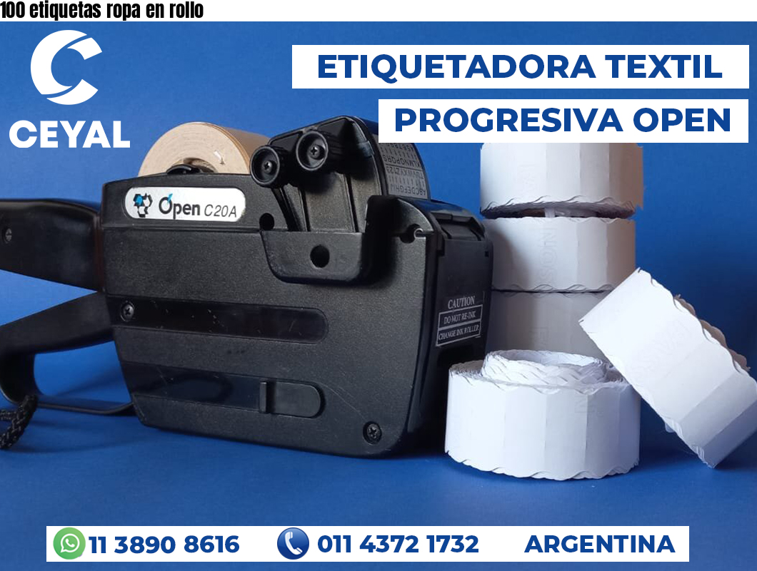 100 etiquetas ropa en rollo