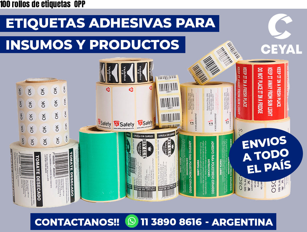 100 rollos de etiquetas OPP