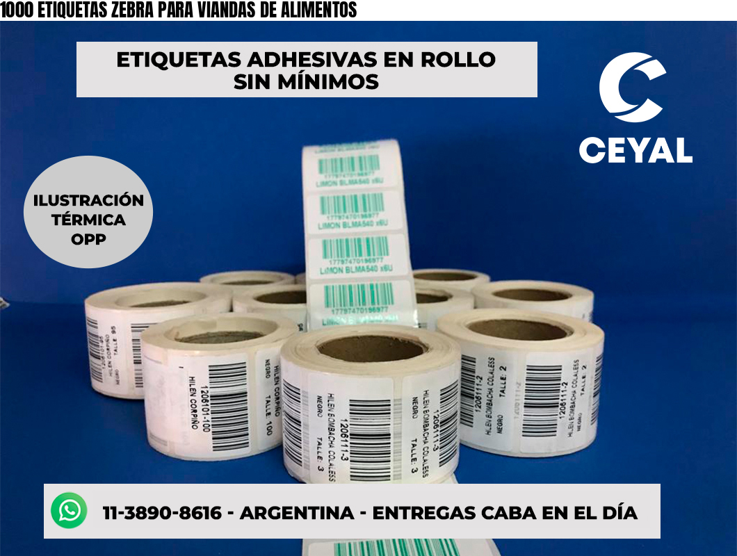 1000 ETIQUETAS ZEBRA PARA VIANDAS DE ALIMENTOS