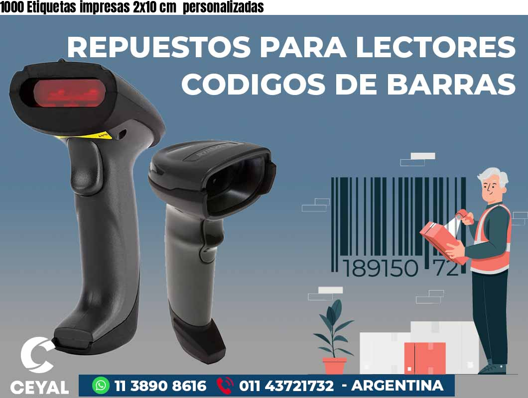 1000 Etiquetas impresas 2x10 cm personalizadas