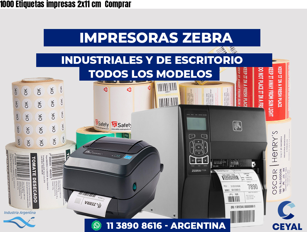 1000 Etiquetas impresas 2x11 cm Comprar