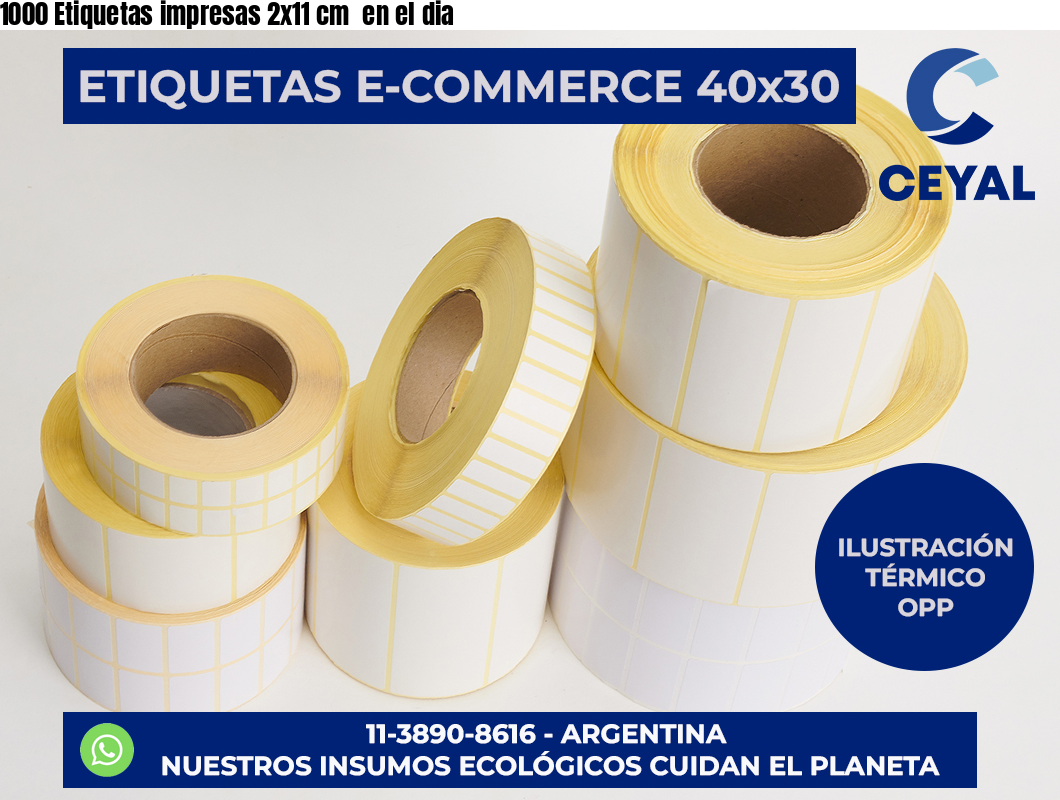 1000 Etiquetas impresas 2×11 cm  en el dia