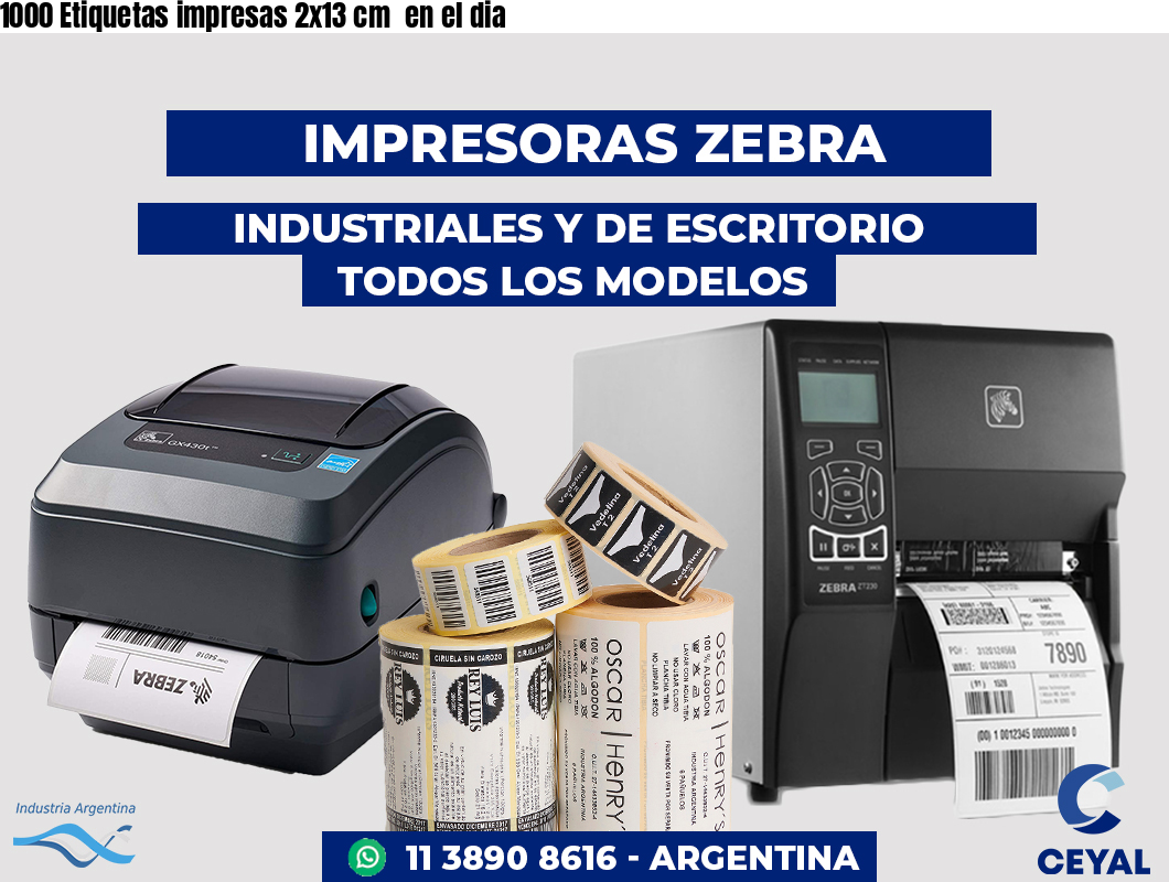 1000 Etiquetas impresas 2x13 cm en el dia