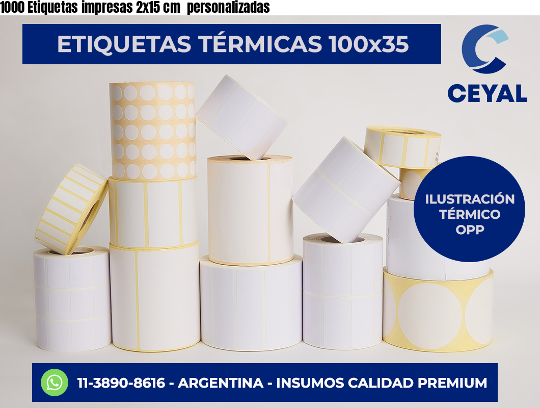 1000 Etiquetas impresas 2×15 cm  personalizadas