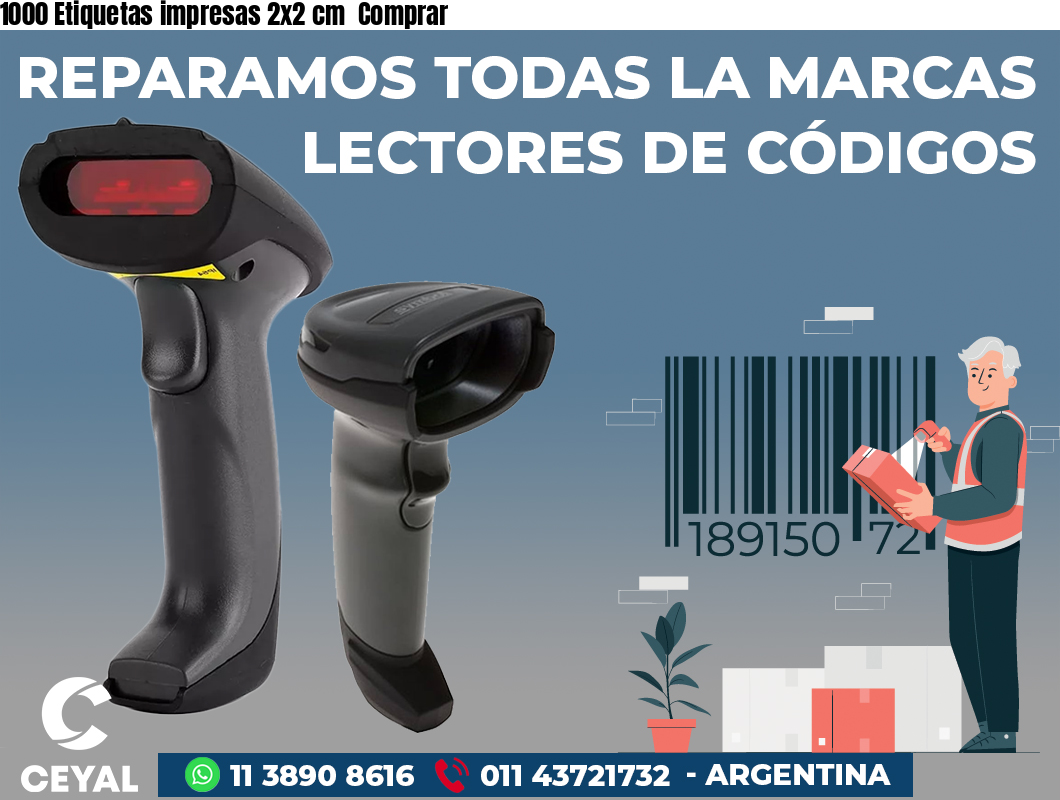 1000 Etiquetas impresas 2x2 cm Comprar