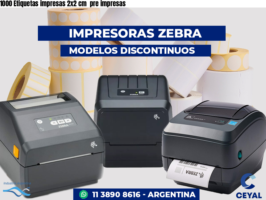 1000 Etiquetas impresas 2x2 cm pre impresas