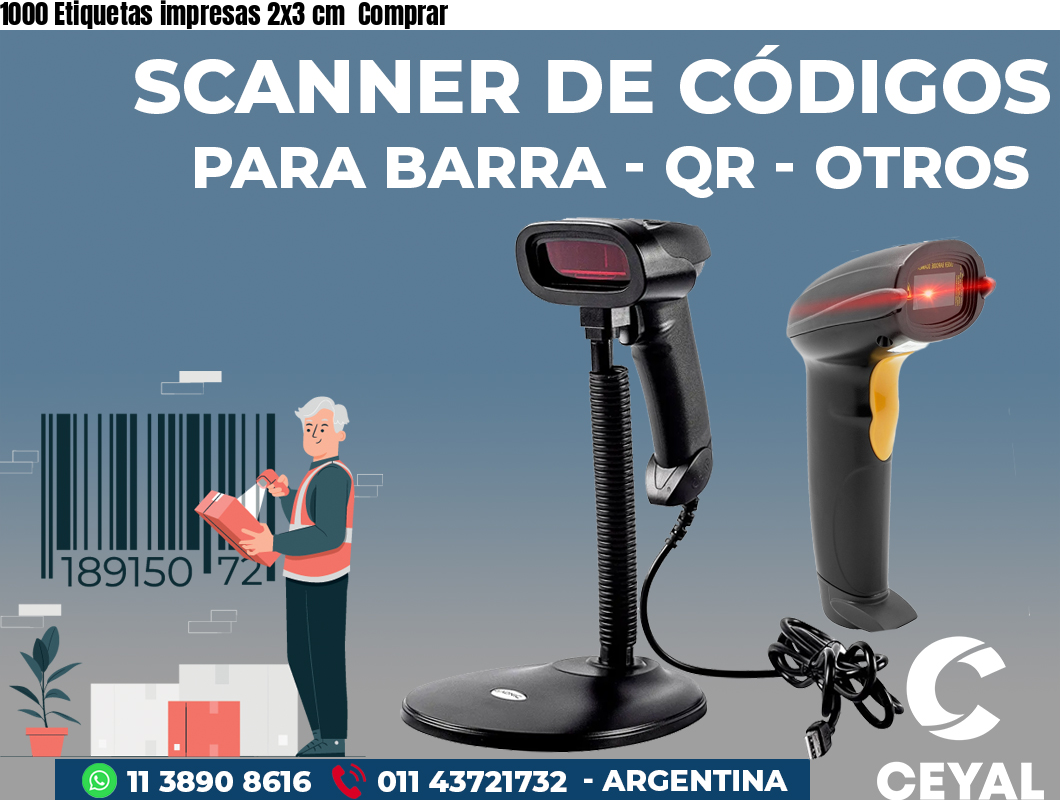 1000 Etiquetas impresas 2x3 cm Comprar
