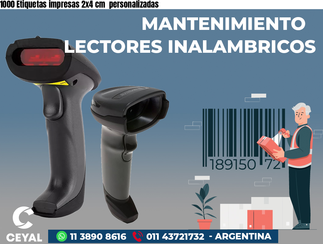 1000 Etiquetas impresas 2x4 cm  personalizadas