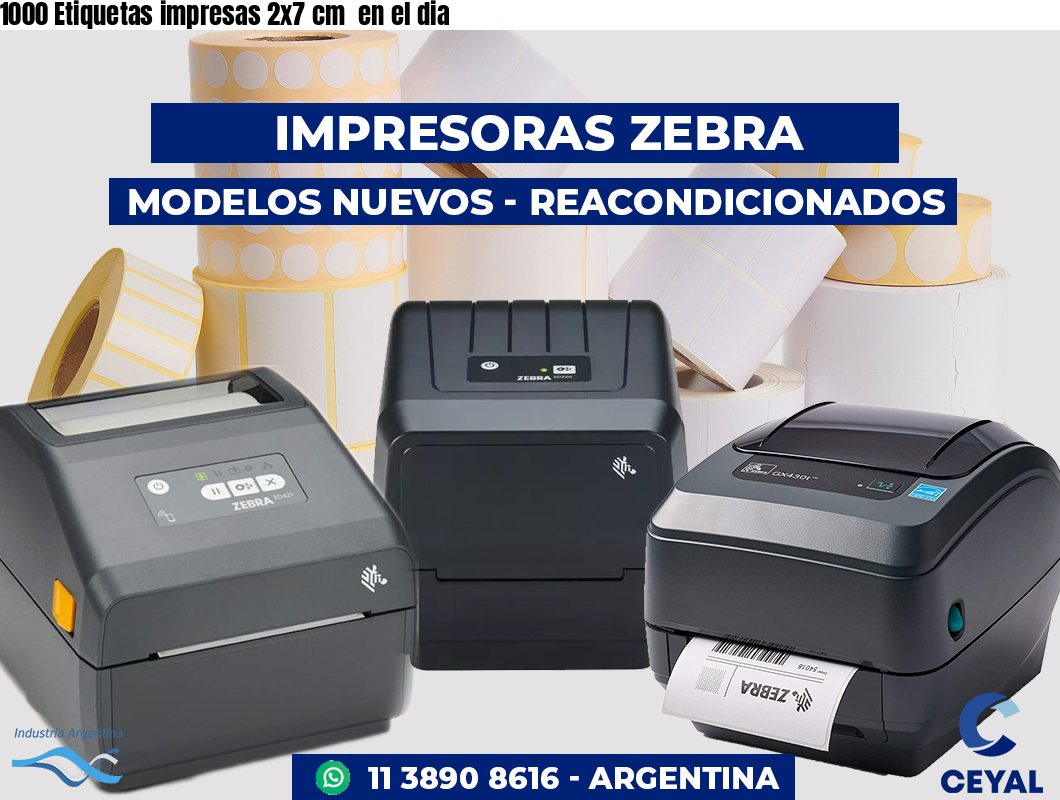 1000 Etiquetas impresas 2x7 cm  en el dia