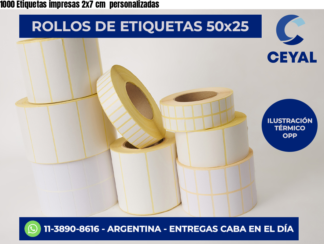 1000 Etiquetas impresas 2×7 cm  personalizadas