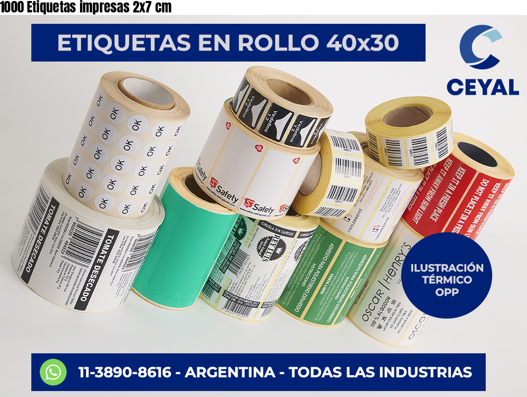1000 Etiquetas impresas 2×7 cm