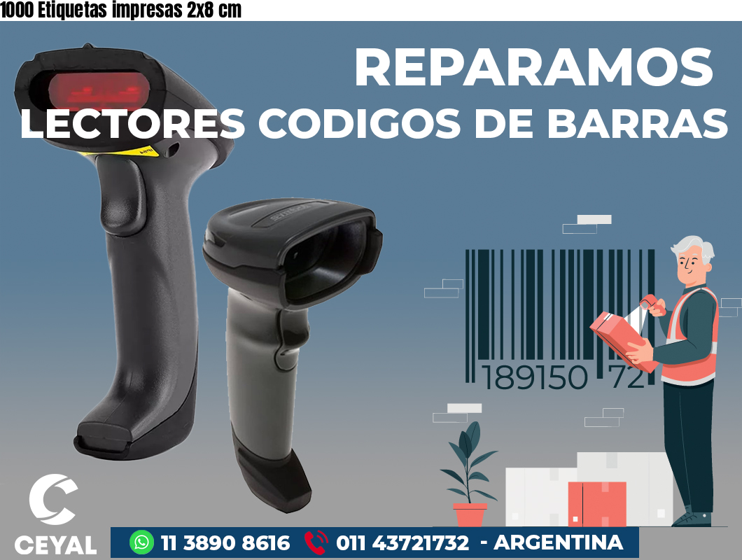 1000 Etiquetas impresas 2x8 cm