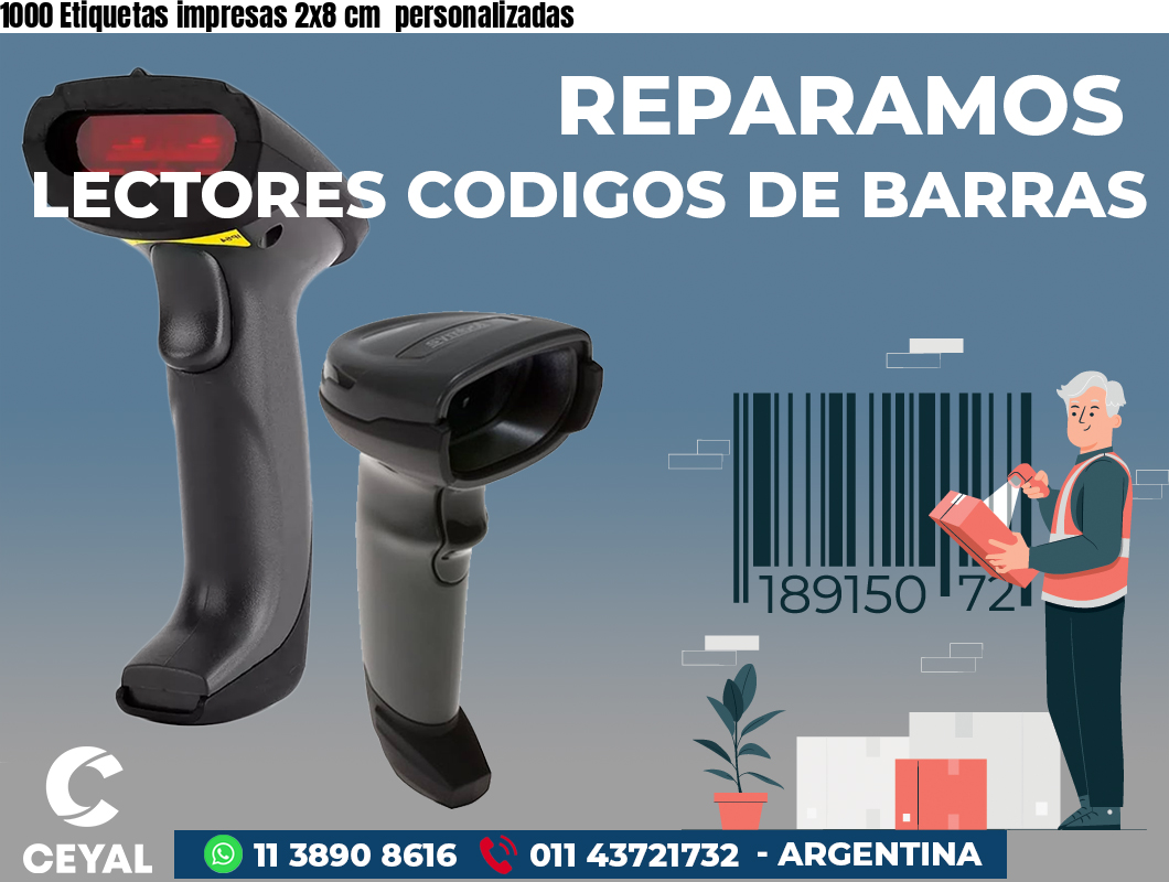 1000 Etiquetas impresas 2x8 cm personalizadas