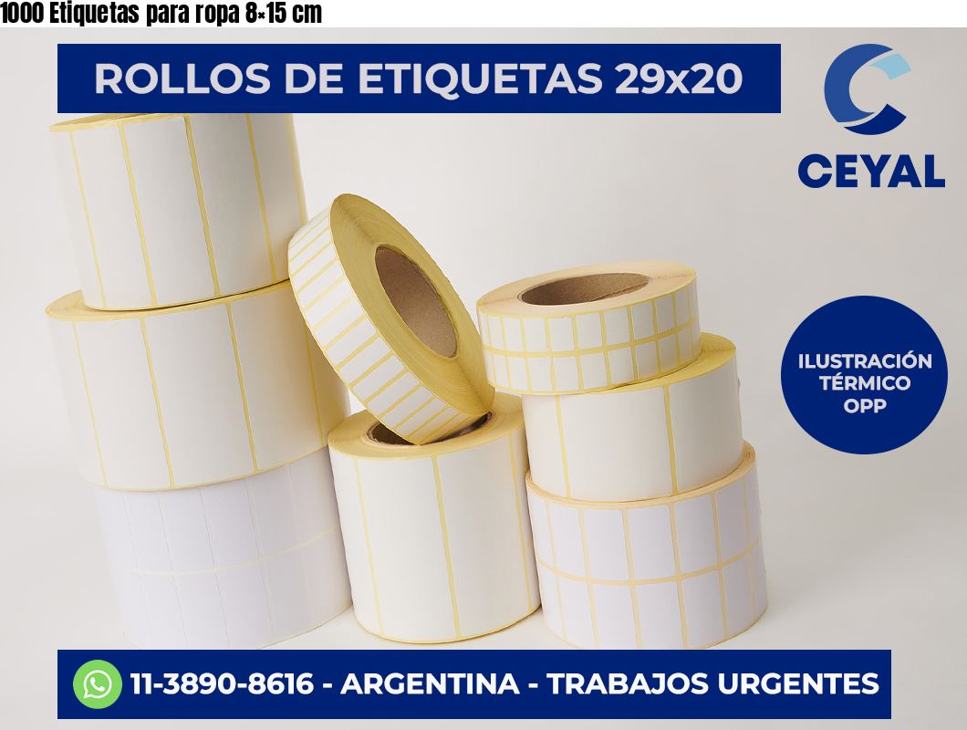 1000 Etiquetas para ropa 8×15 cm