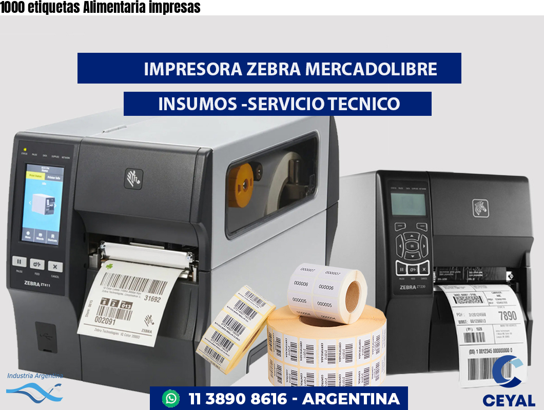1000 etiquetas Alimentaria impresas