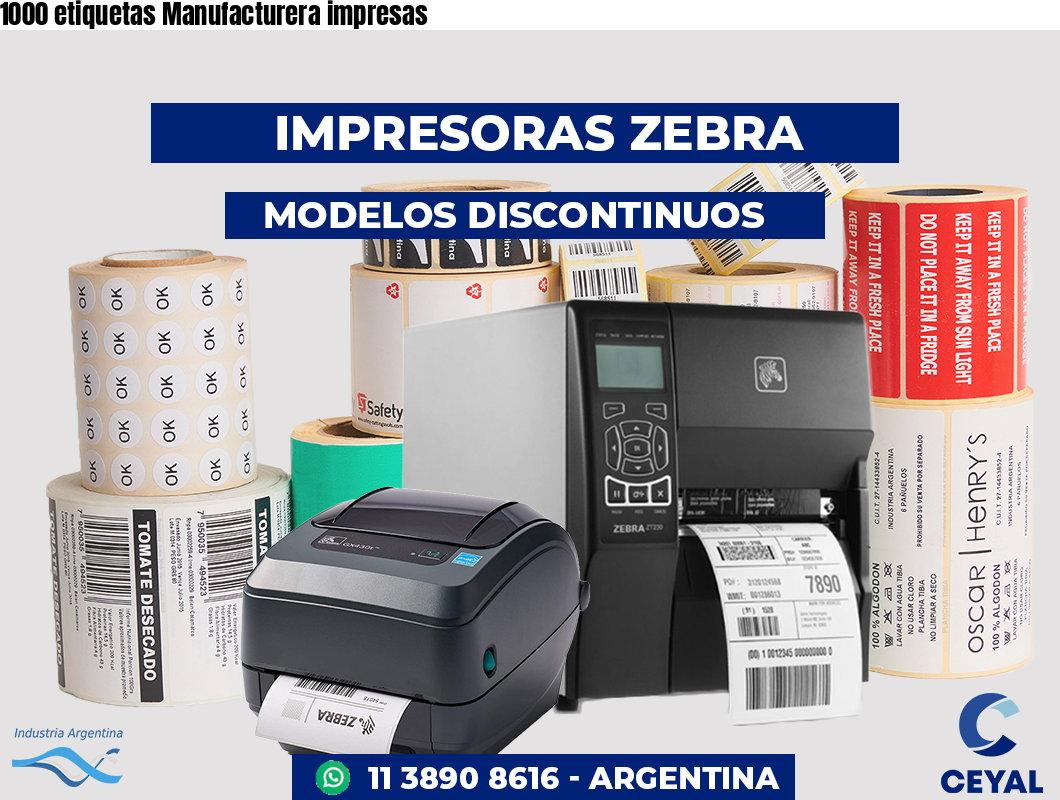 1000 etiquetas Manufacturera impresas