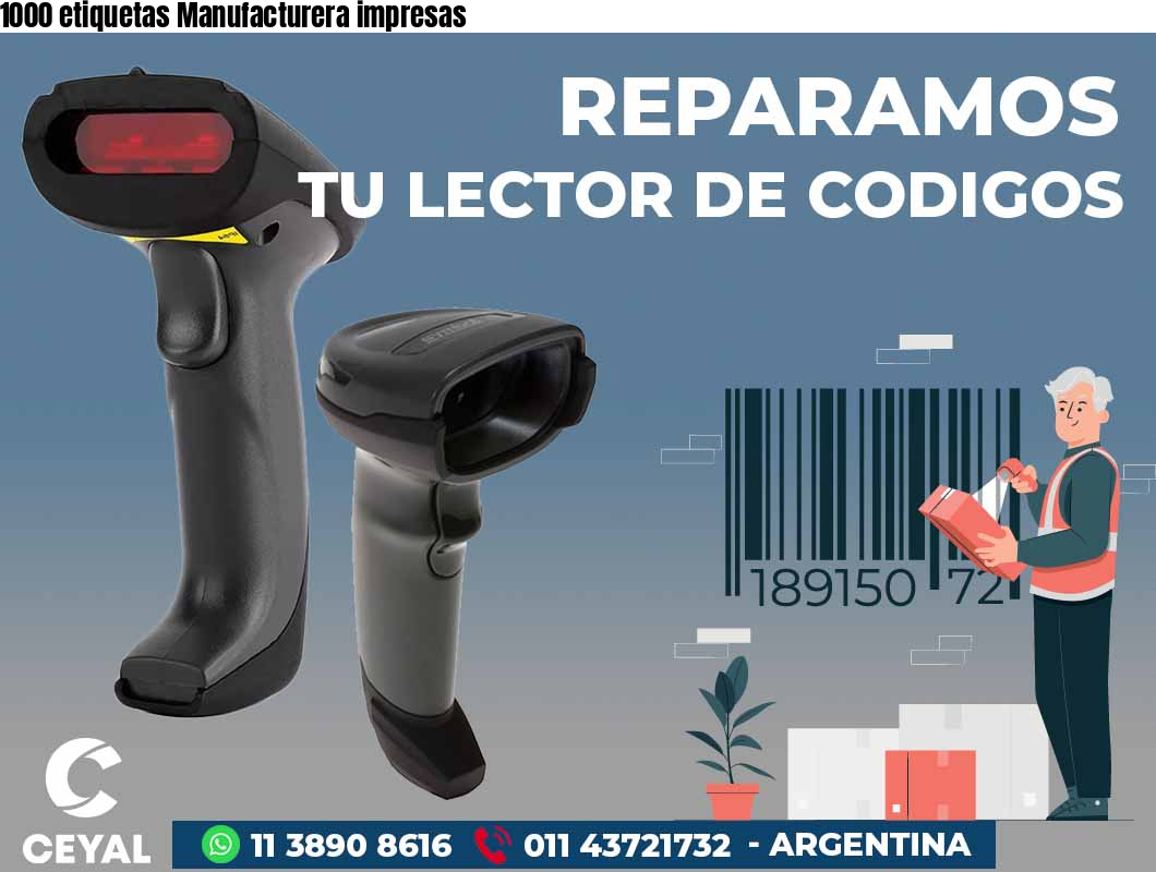 1000 etiquetas Manufacturera impresas