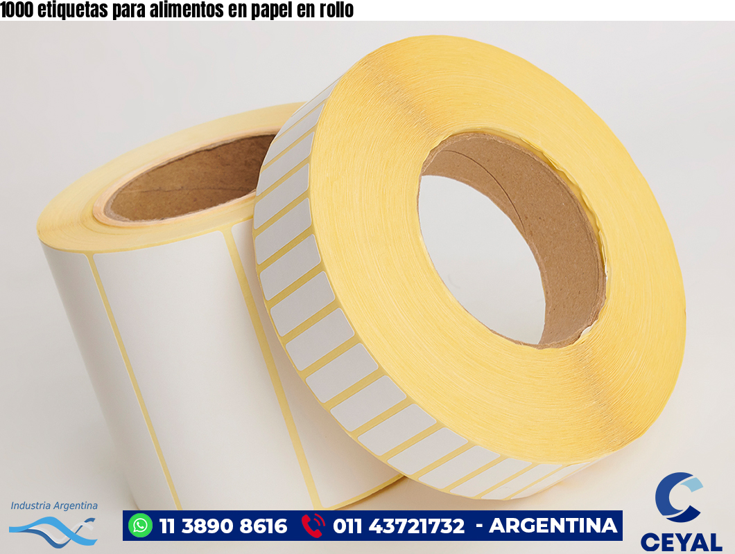 1000 etiquetas para alimentos en papel en rollo