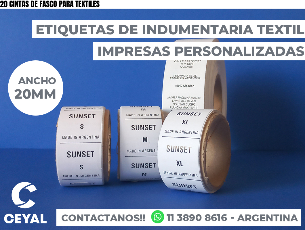 20 CINTAS DE FASCO PARA TEXTILES