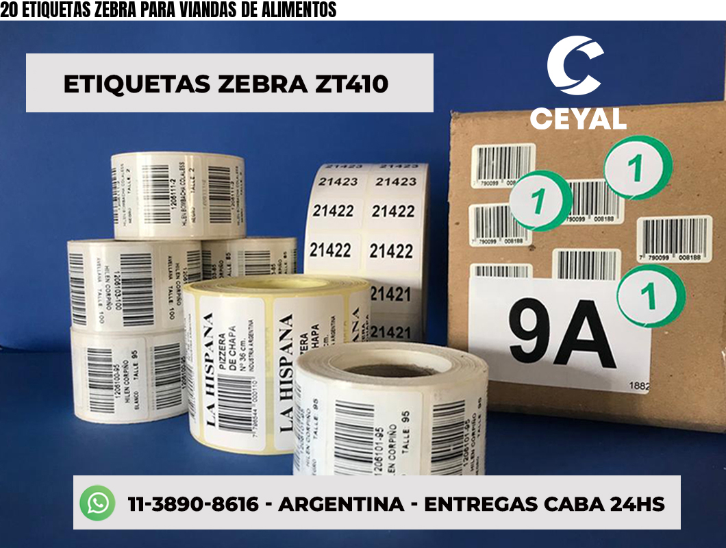 20 ETIQUETAS ZEBRA PARA VIANDAS DE ALIMENTOS
