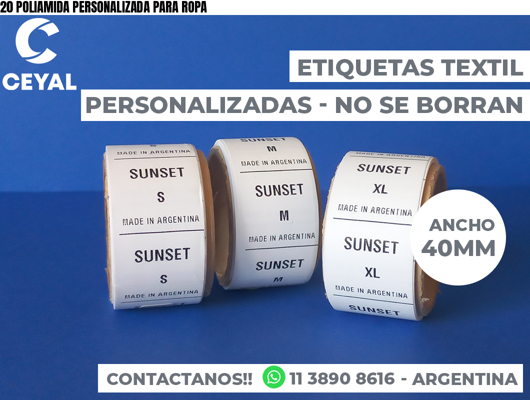 20 POLIAMIDA PERSONALIZADA PARA ROPA