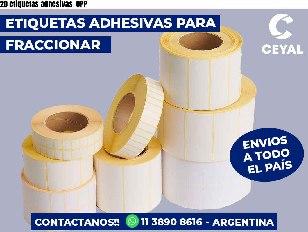 20 etiquetas adhesivas OPP