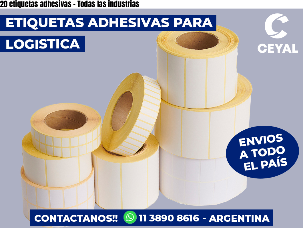 20 etiquetas adhesivas - Todas las industrias