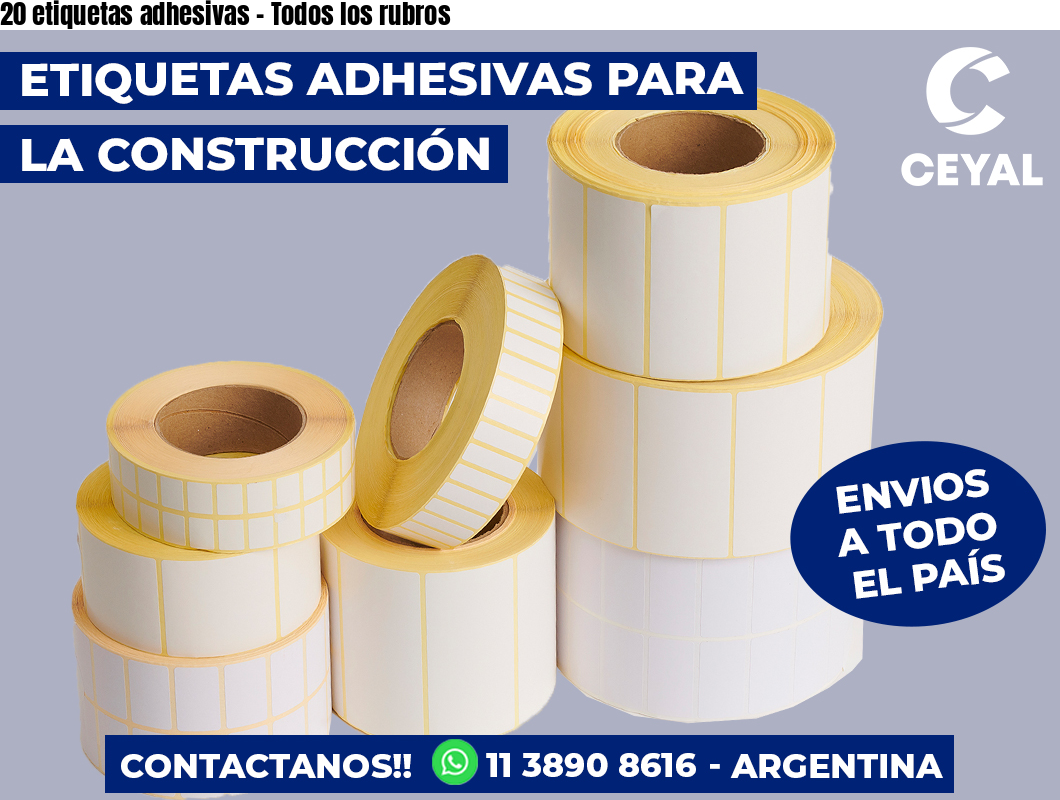 20 etiquetas adhesivas - Todos los rubros