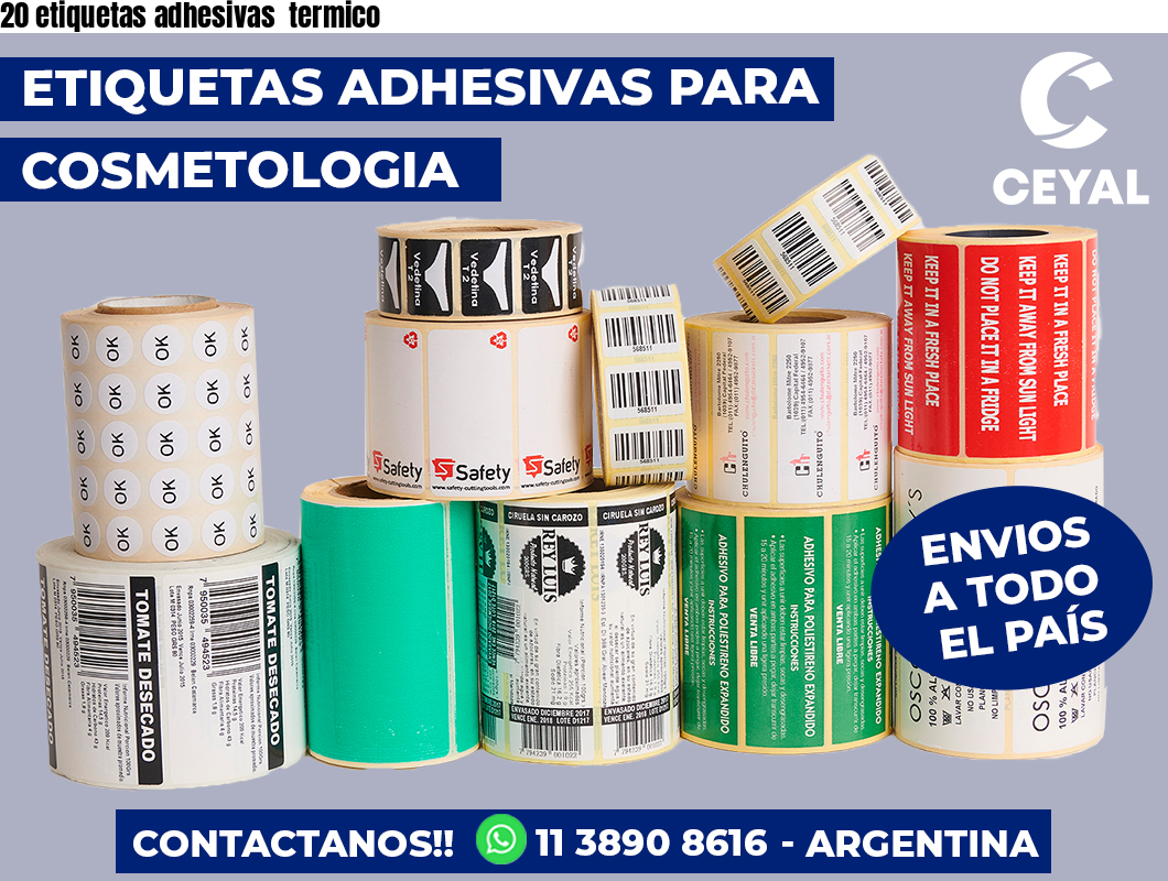 20 etiquetas adhesivas  termico