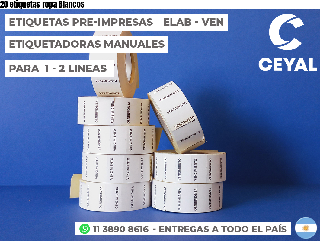 20 etiquetas ropa Blancos