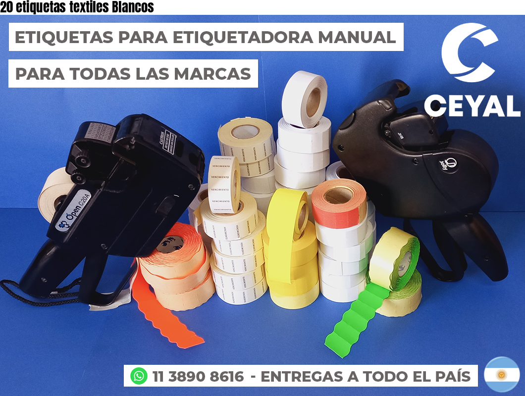 20 etiquetas textiles Blancos