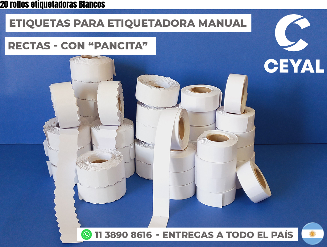 20 rollos etiquetadoras Blancos