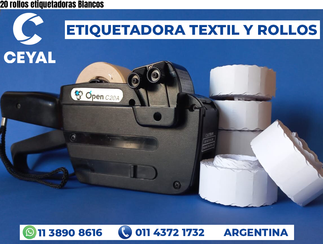 20 rollos etiquetadoras Blancos